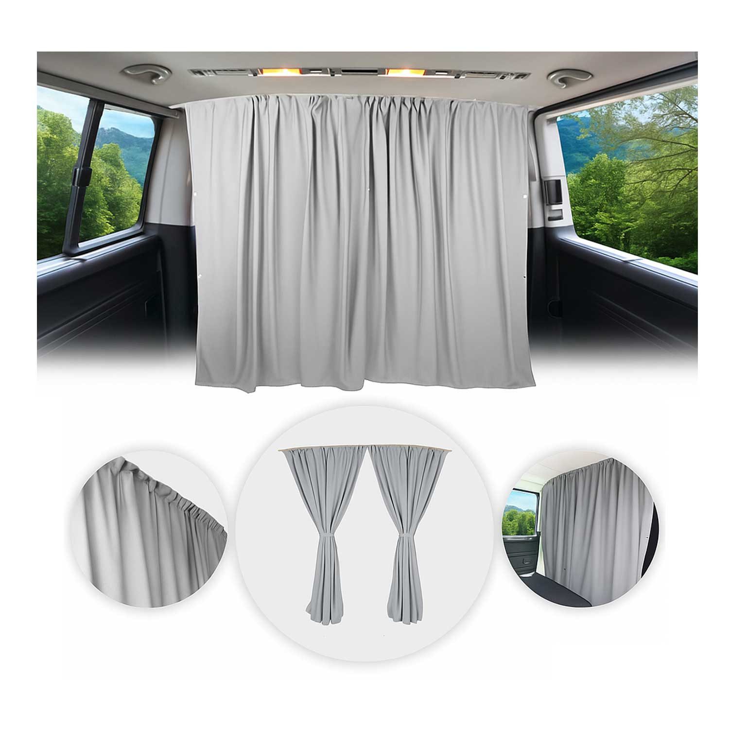 OMAC Autosonnenschutz Maß Gardinen Fahrerhaus Camping Sonnenschutz Grau 200x180, 25 x 25 cm, (2-St), Sonnenschutz, Hitzeschutz, Faltbar,Aufrollbar
