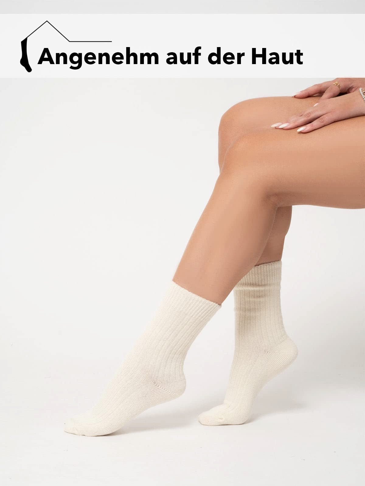 HomeOfSocks Socken 72% Wollsocken Einfarbig Ripp Druckarmer Bund Hochwertige Dünne Wollsocken Druckarm – Bild 3 von 5