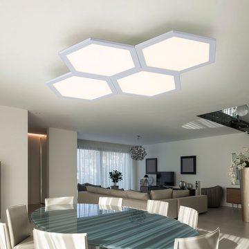 Globo LED Deckenleuchte, LED-Leuchtmittel fest verbaut, Warmweiß, Deckenlampe Deckenleuchte Wohnzimmerlampe sechseckig Flurlampe LED