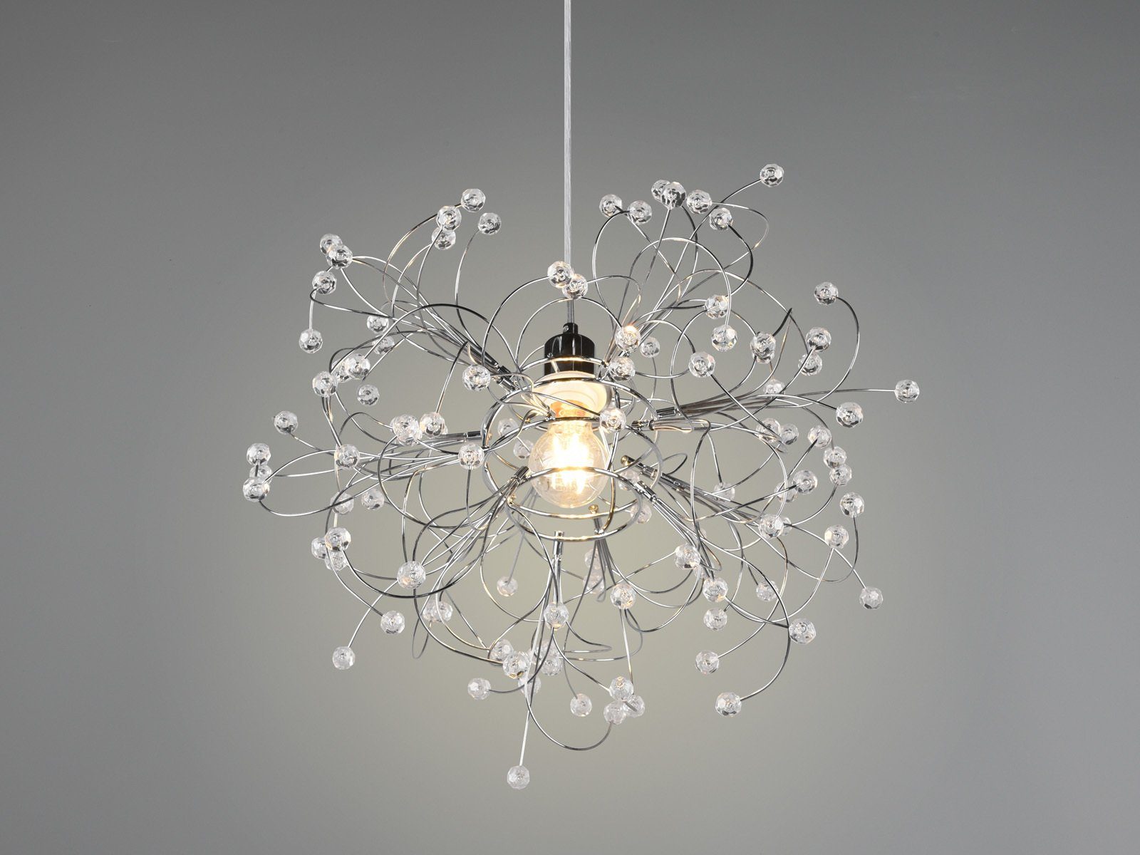 Reality Leuchten LED Pendelleuchte, Dimmfunktion, LED wechselbar, in 3 Stufen dimmbar über Lichtschalter, warmweiß, Designer Kristall Kugel-Lampe ausgefallen hängend Esstisch groß Ø52cm