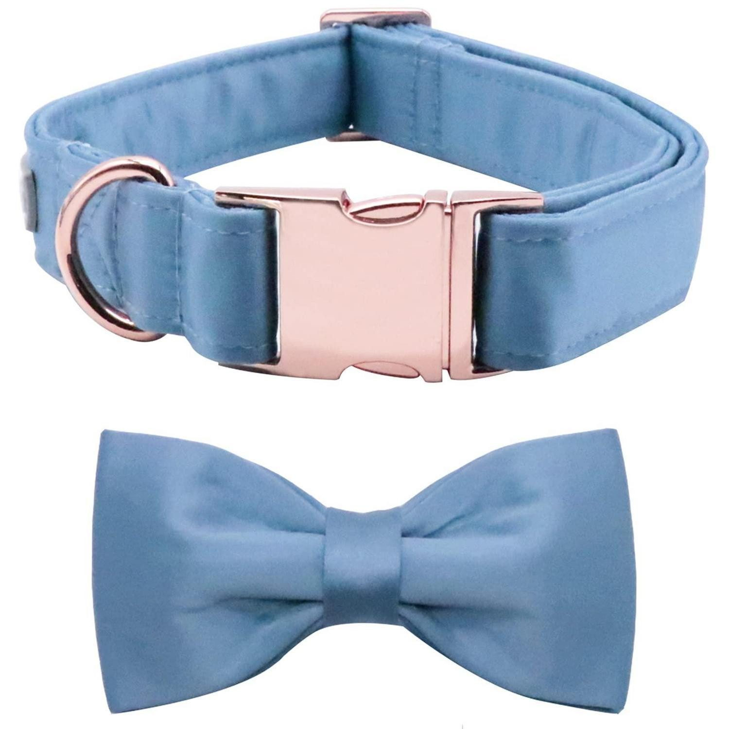 LuxusKollektion Hundefliege Hundehalsband mit Fliege Seide Blau, Textil