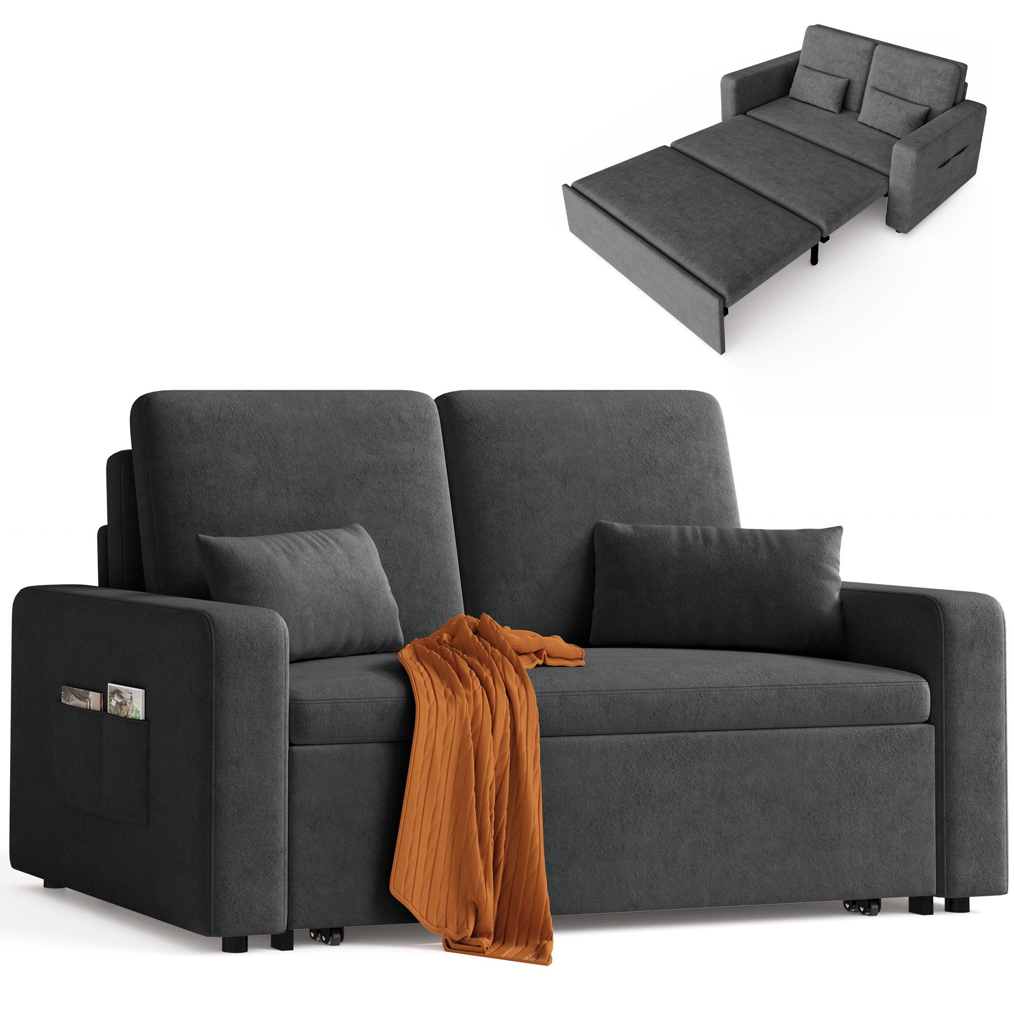 Bealife 2-Sitzer Schlafsofa 2-Sitzer Ausziehbar, Modernes Veloursstoff Sofa günstig online kaufen