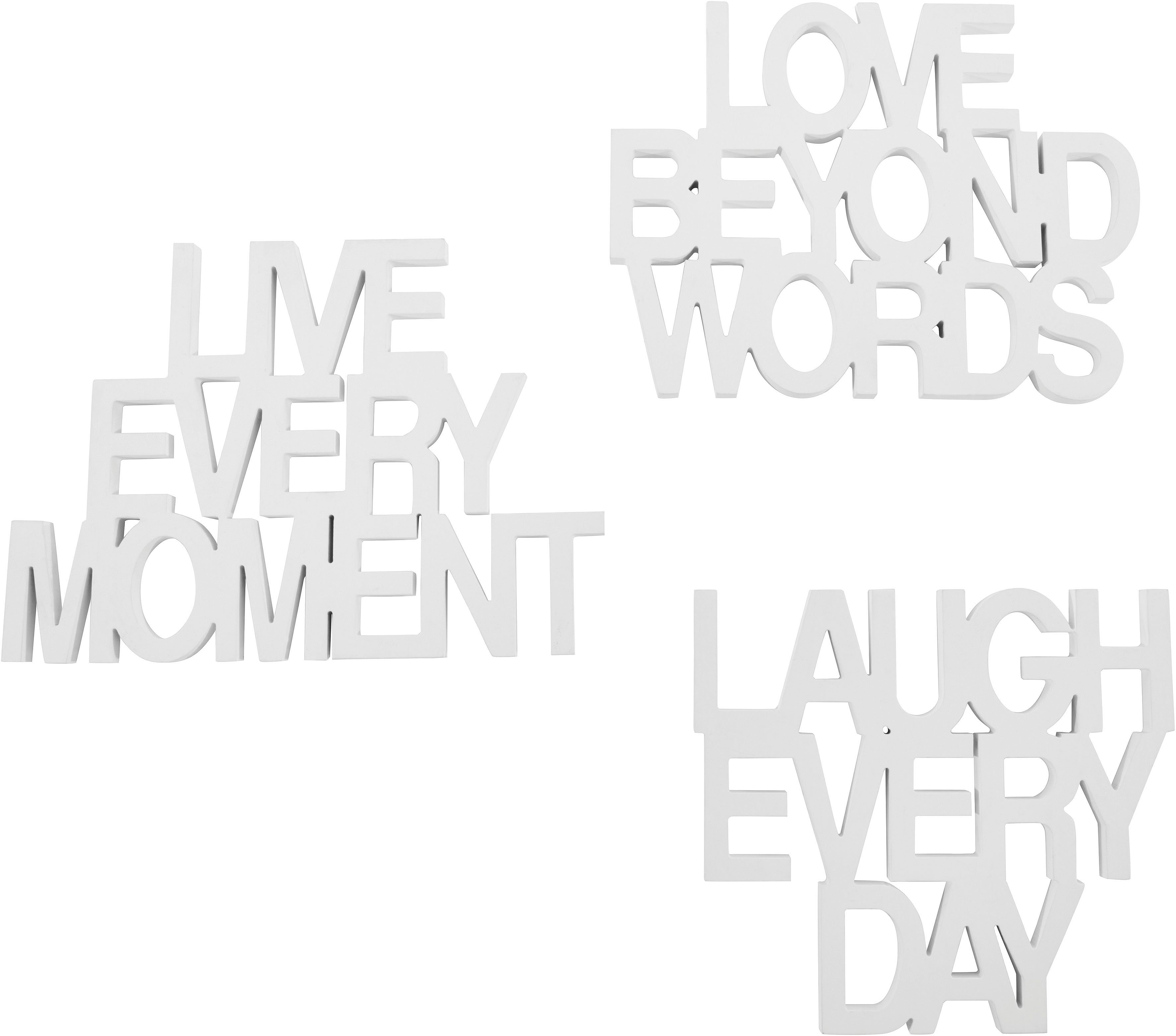 beyond - Words Love Live Wanddeko Wanddekoobjekt Laugh St), Schriftzug Day Moment andas every every - (3