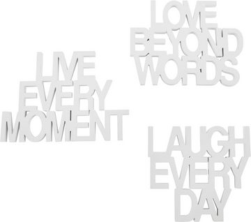 andas Wanddekoobjekt Schriftzug Live every Moment - Love beyond Words - Laugh every Day (3 St), Wanddeko