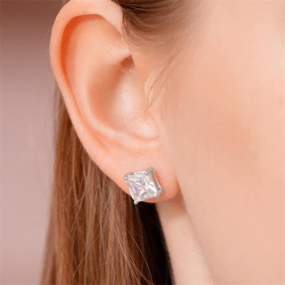 Unique Paar Ohrstecker Quadratischer Ohrstecker 925 Sterling Silber + Zirkonia SE0020 – Bild 2 von 3