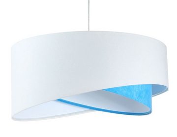 Licht-Erlebnisse Pendelleuchte MARLON, ohne Leuchtmittel, E27 D: 50 cm Weiß Blau Stoff Metall Modern Wohnzimmer