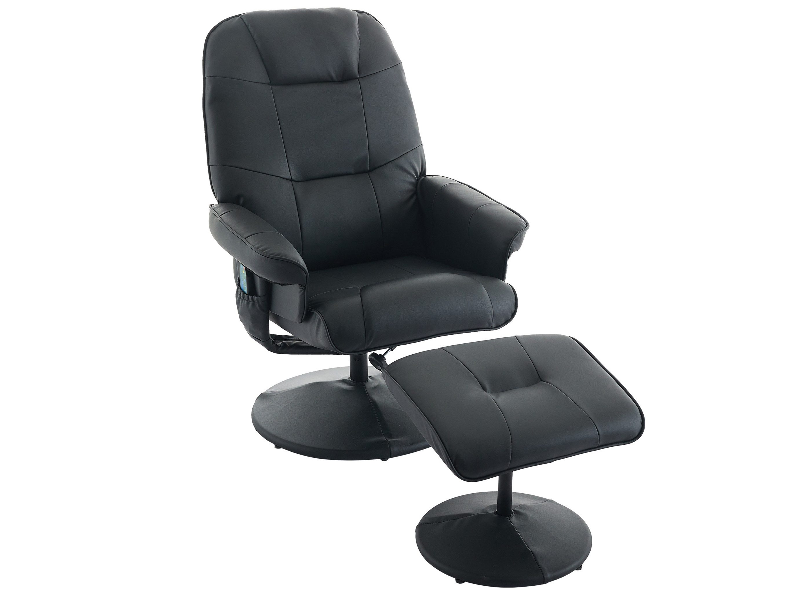 SeedWave Loungesessel mit Hocker, 360° Drehbarer PU Relaxsessel mit Massage, Sitzheizung (bestehend aus Кресла und Hocker), Die Neigung der Rücklehne bis zu 140°, 1 Seitentasche