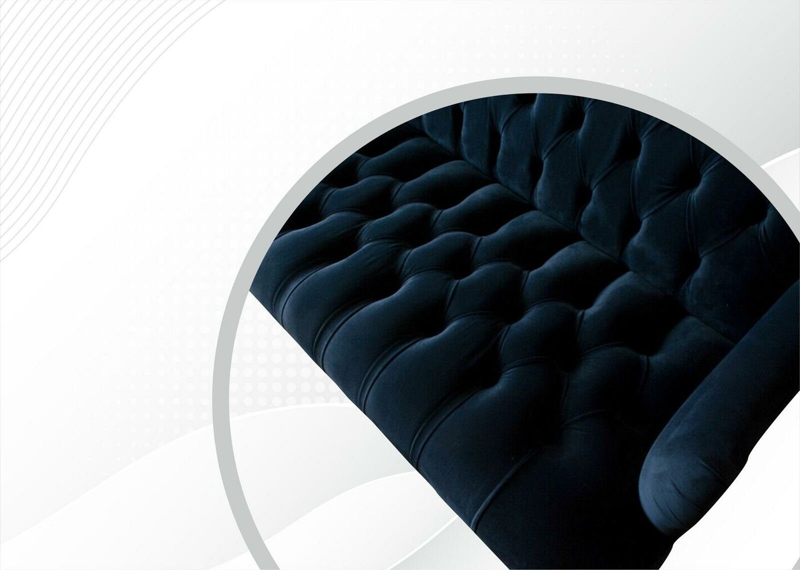Stoff Textil Blaue Sofas JVmoebel Couchen Sofa Modern Wohnzimmer Möbel Chesterfield-Sofa, Chesterfield Neu
