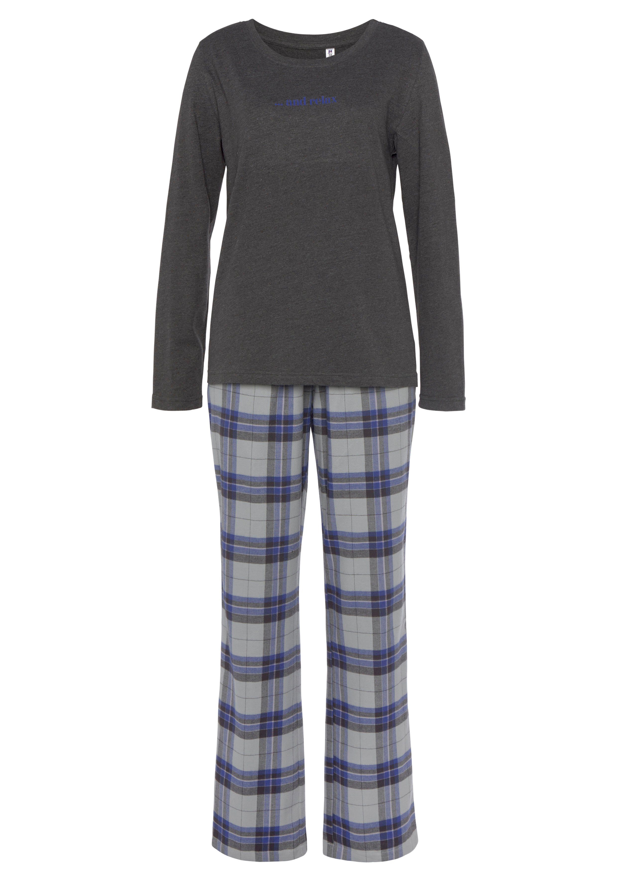 aus (2 Pyjama Flanell kuschelig blau weichem tlg) Dreams Vivance