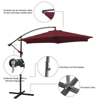 Bettizia Sonnenschirm Sonnenschirm, Ø 300 cm, Ampelschirm, mit LED-Lampe, Aluminium/Polyester