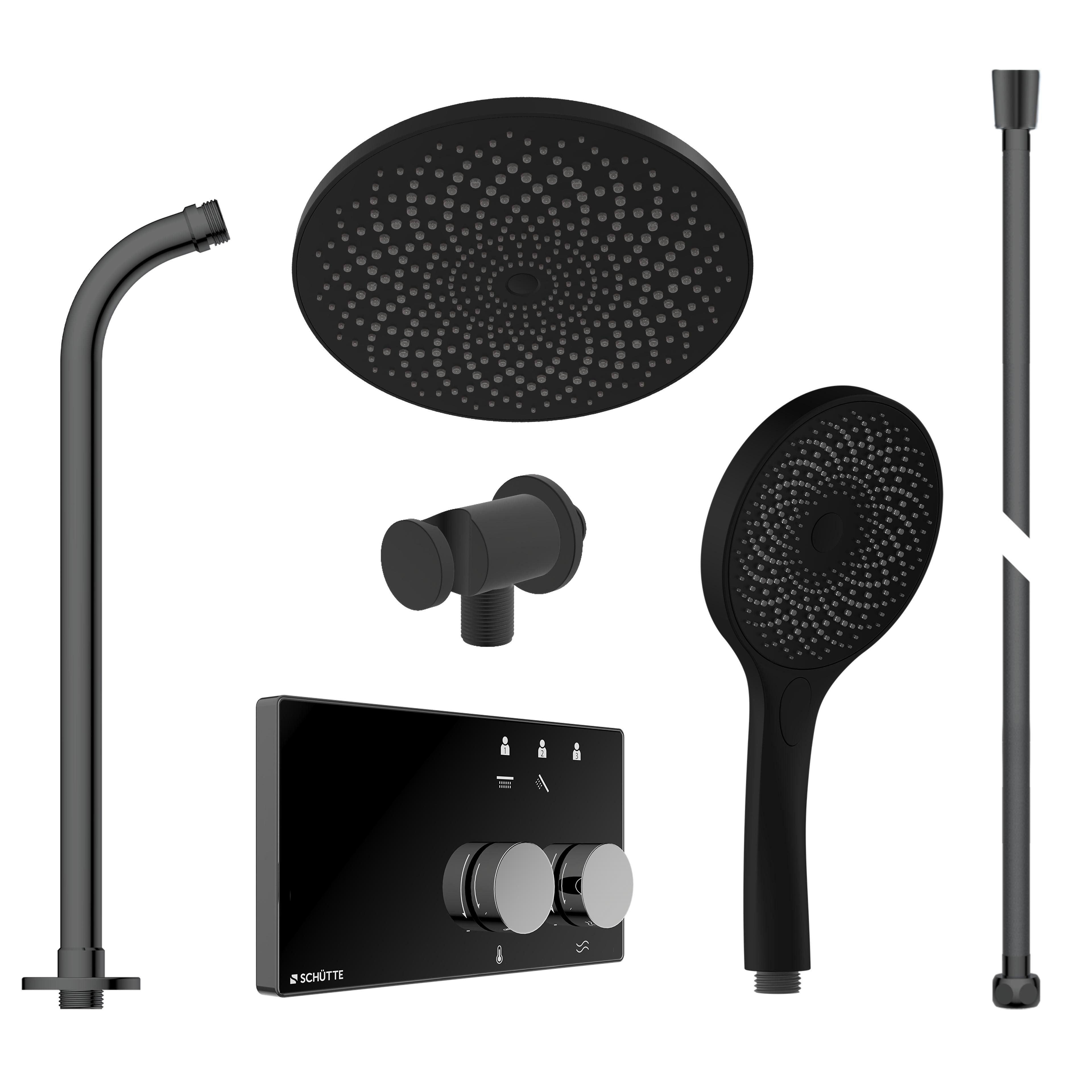 Schütte Brausegarnitur AQUADOT, Überkopfbrauseset mit digitalem Duschsystem