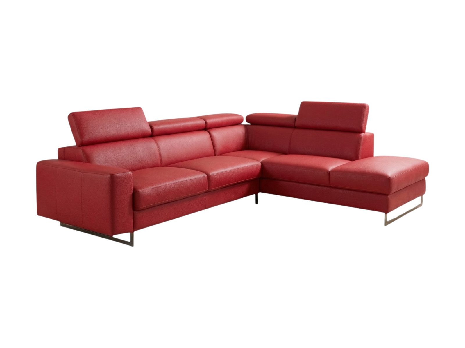 Villa Möbel Ecksofa Gotham, L-Form 1 Teile, Echtleder-Ecksofa Bettfunktion und Kopfteilverstellung fürs Wohnzimmer