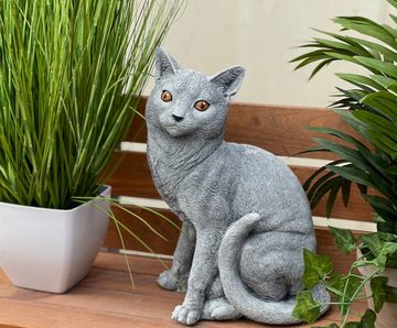 Stone and Style Gartenfigur Steinfigur sitzende Katze