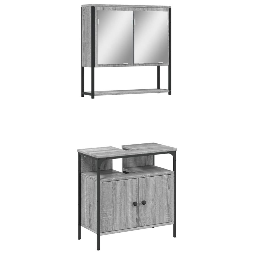 vidaXL Badezimmer-Set 2-tlg. Badmöbel-Set Grau Sonoma günstig online kaufen