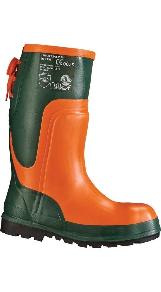 SRA Arbeitsschuh SB 20345 Naturkautschuk Forstsicherheitsstiefel Ulme 45 EN E oliv/orange Feldtmann Größe ISO