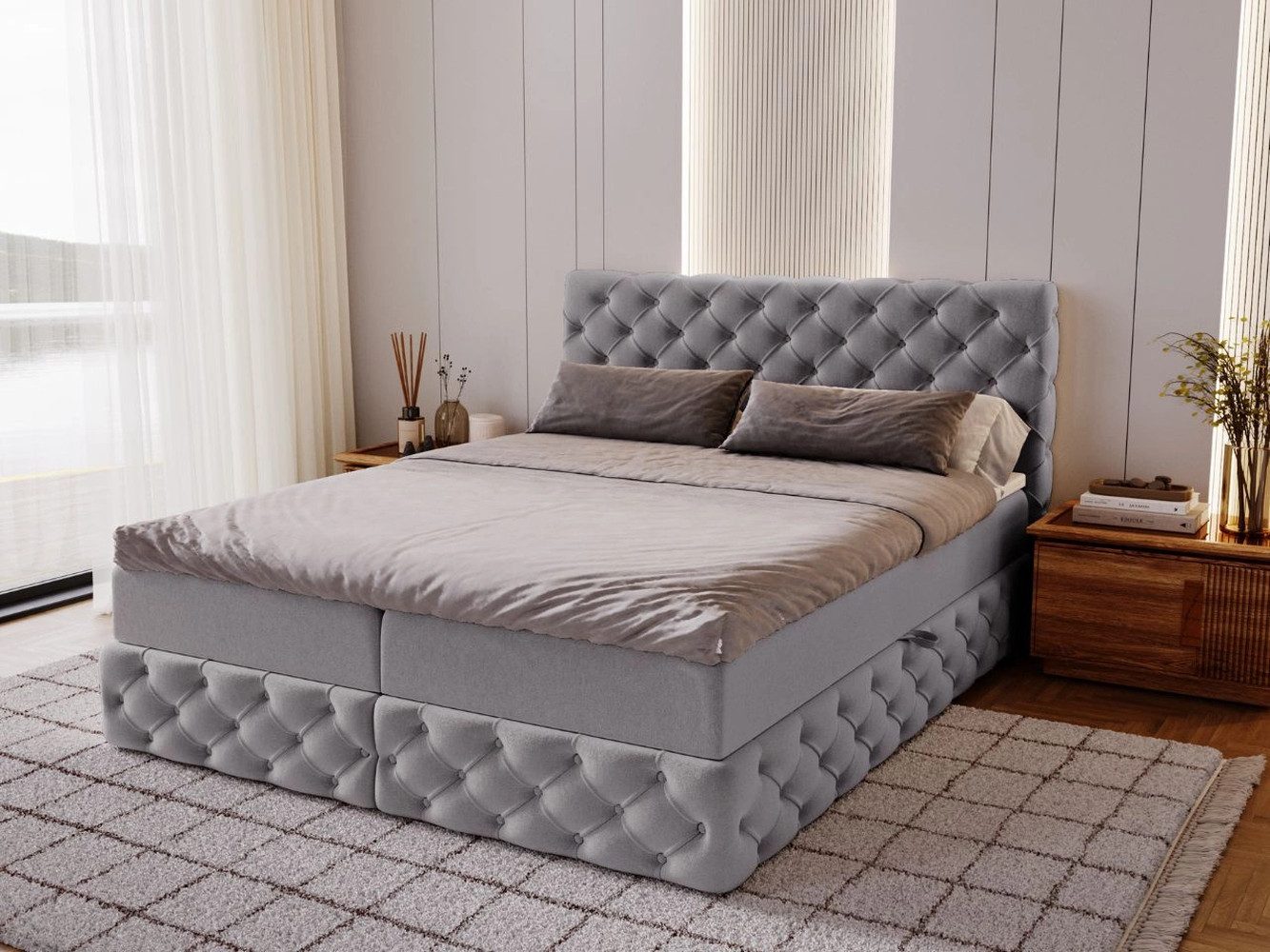 GrainGold Boxspringbett mit Bettkästen CANOLO, Modern Bett mit Kopfteil - 1 günstig online kaufen