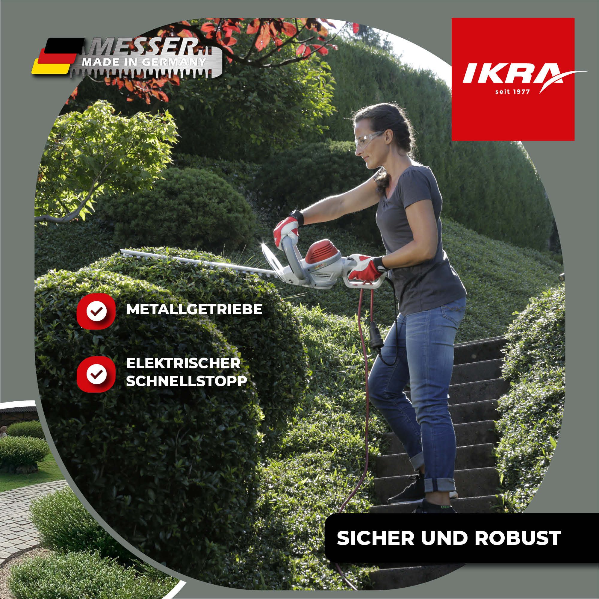 ikra GmbH Elektro-Heckenschere IHS 650, (mit Pflegespray), 55 cm Schnittlänge, 22 mm Schnittstärke, inkl. Pflegespray – Bild 4 von 5