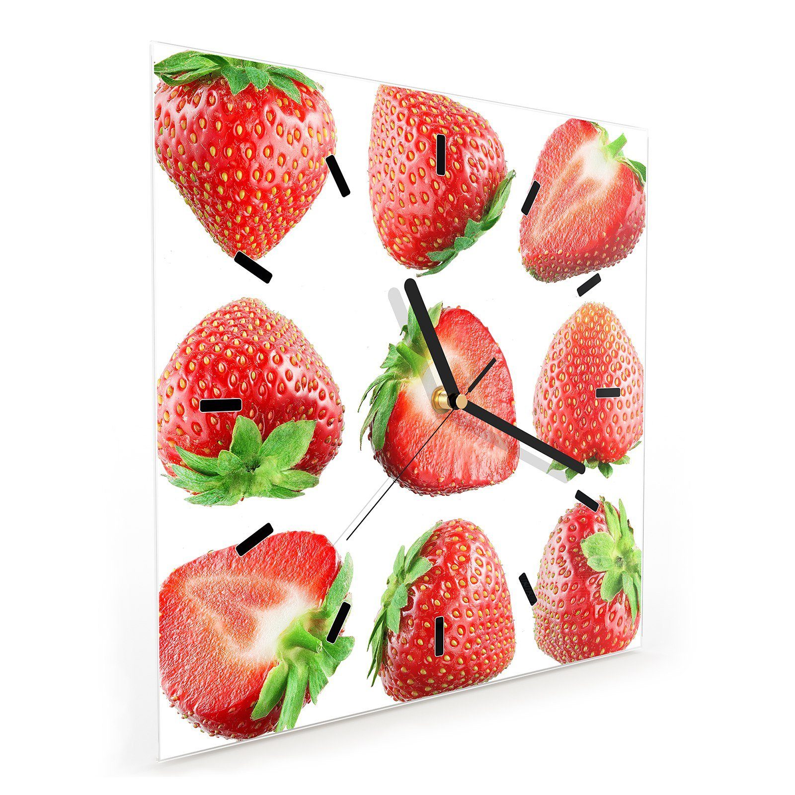 30 30 Sammlung Glasuhr Wanduhr cm Primedeco Motiv Wanduhr x Wandkunst mit Erdbeeren Größe aus
