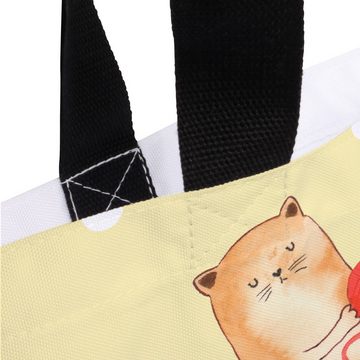 Mr. & Mrs. Panda Shopper Katze Wolle - Gelb Pastell - Geschenk, Shopper, Katzenprodukte, Trage (1-tlg), Trendiges Design