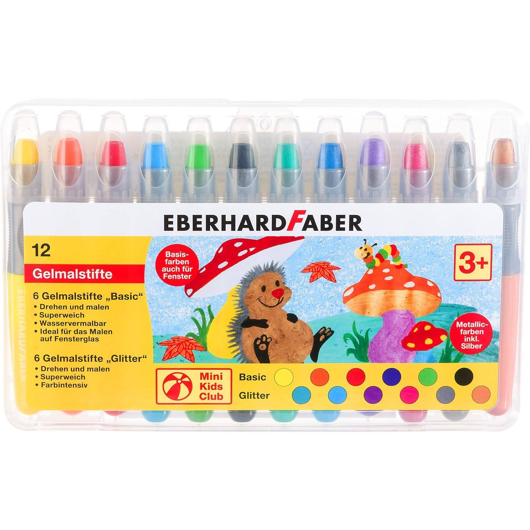 Eberhard Faber Gelschreiber Gelmalstifte 12er Etui - Basic & Metallic, (12-tlg), in praktischer Kunststoff-Box