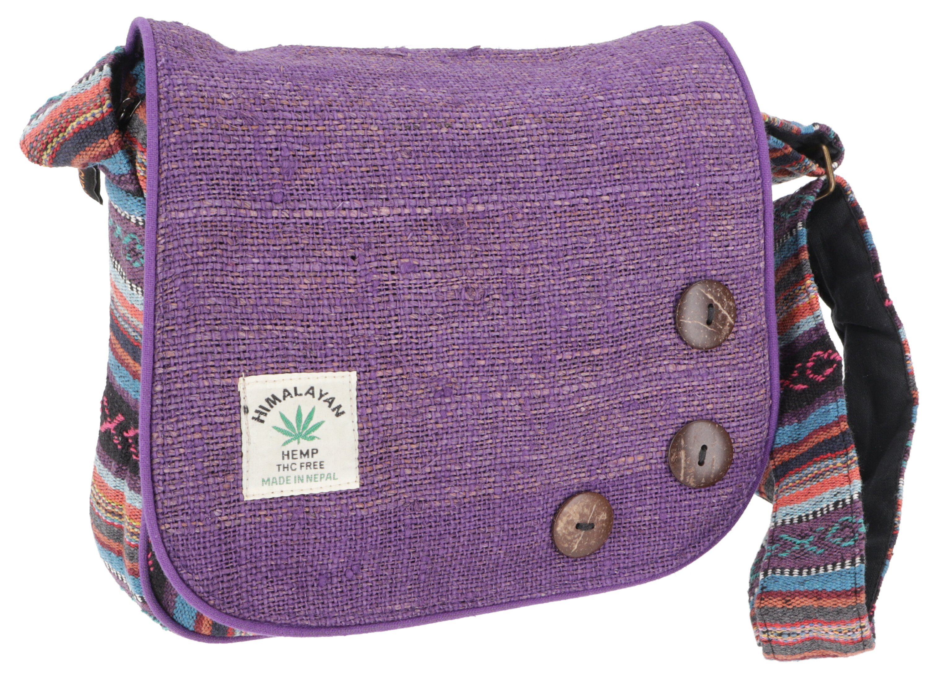 Schultertasche Guru-Shop Nepal, aus Hanf.. Boho Schultertasche violett