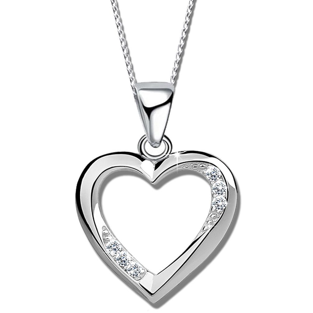 Herzkette Sterling mit Idee Herz 925 Damenkette Silber Anhänger, Limana Dich echt liebe ich Freundin klar Geschenk Kette