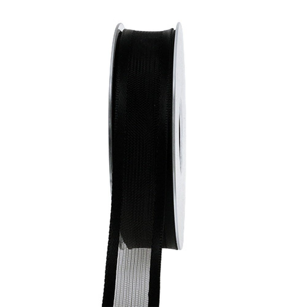 Dekoband Trauerband Schwarz 25mm x 25m mit Drahtkante für Trauergestecke und