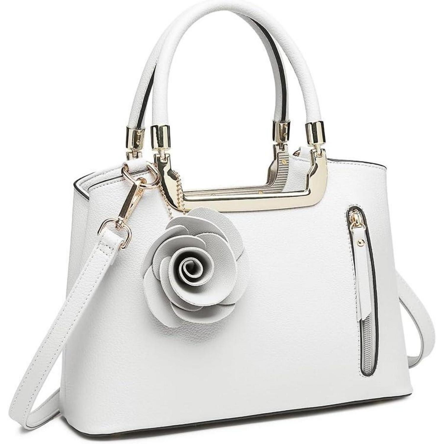 LuxusKollektion Umhängetasche Handtasche Damen Kunstleder Blumen Umhängetasche Retro 1-1 Weiß