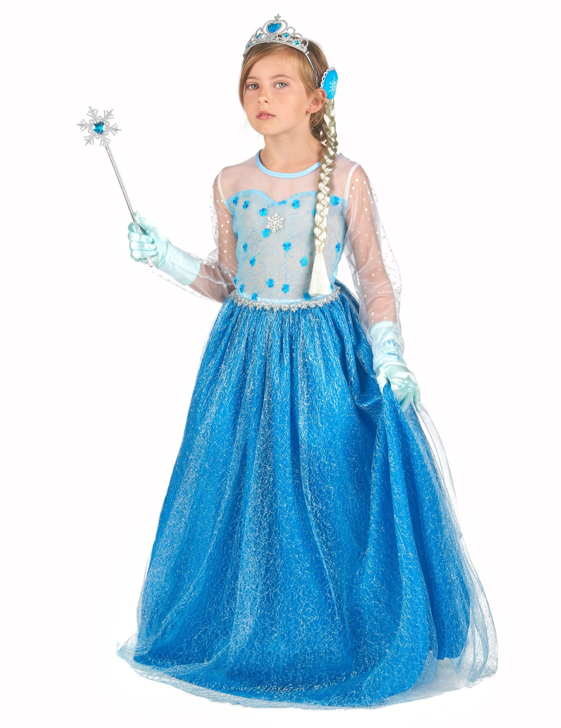 JADEO Prinzessin-Kostüm Eisprinzessin-Kostüm für Mädchen mit Zubehör blau