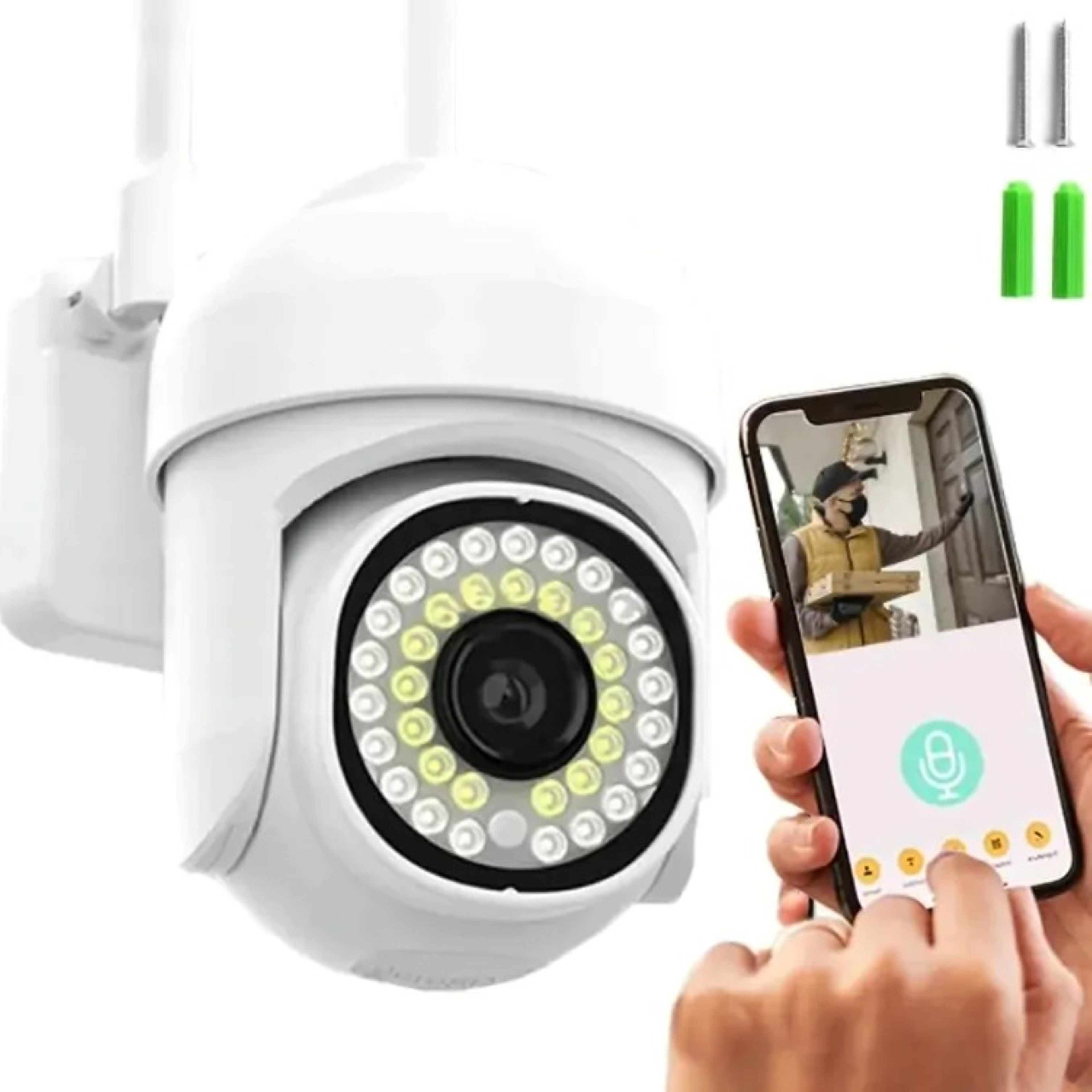 HURTNET Überwachungskamera WLAN Outdoor Überwachungskamera Full HD 1080p IP65 wetterfest mit Zoom (Außenbereich, Überwachungskamera-Set mit Zubehör, Kamera mit Zubehör und Netzteil, WLAN-Kamera mit Schwenk-, Zoom- und Nachtsichtfunktion)