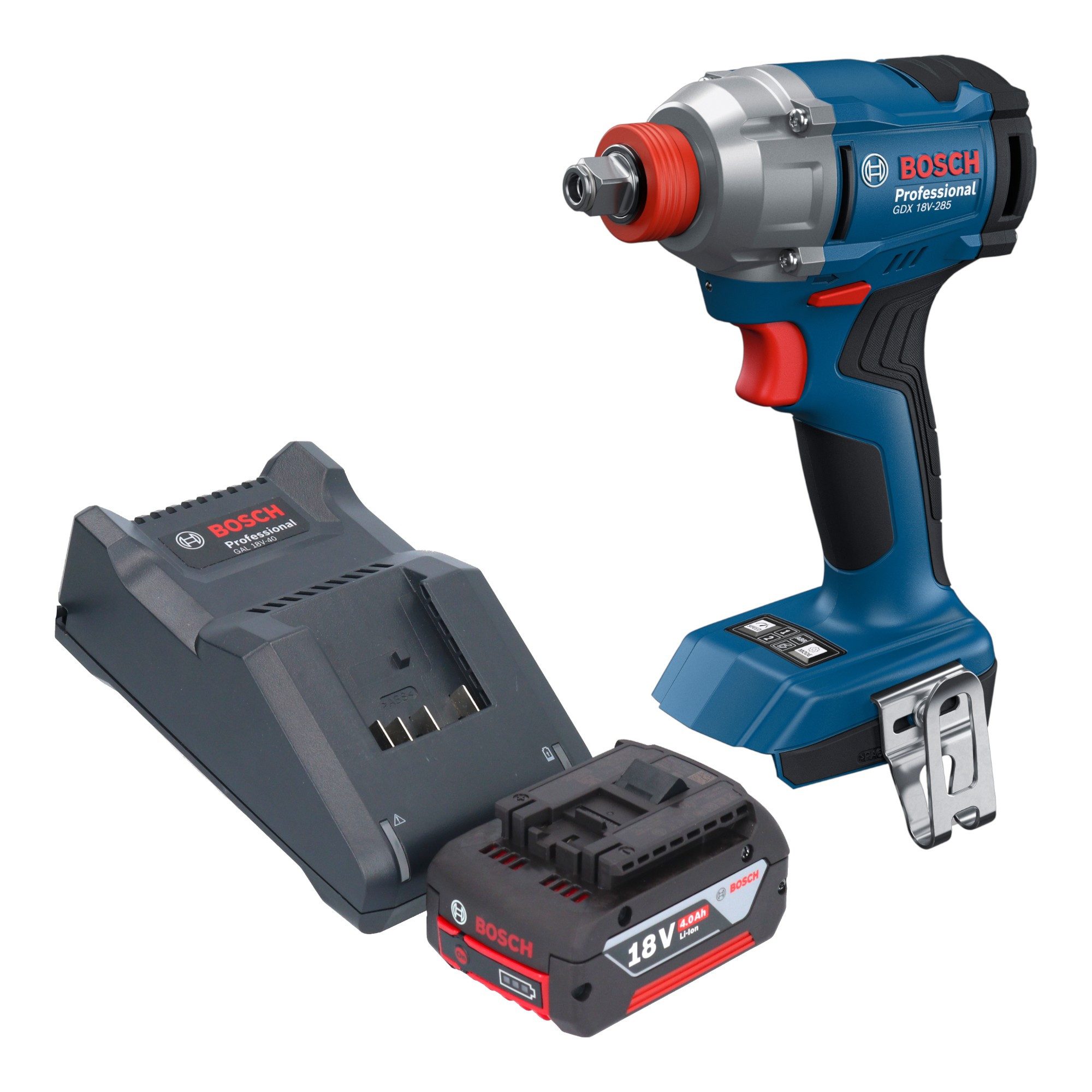Bosch Professional Akku-Schlagschrauber GDX 18V-285 Professional 18 V 285 Nm 1/4'' + 1x Akku 4,0 Ah + Lader
