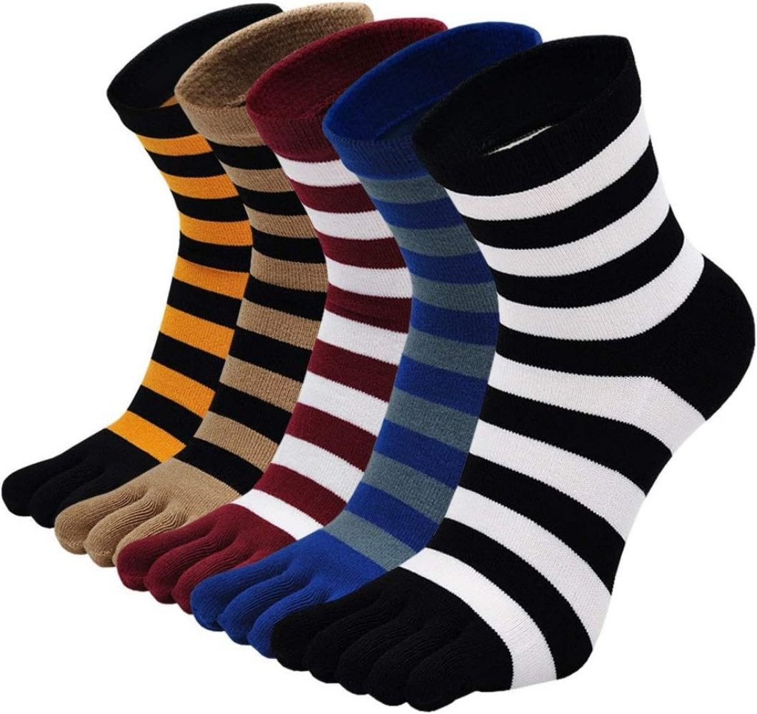 Brücke Strümpfe Herren-Zehensocken aus Baumwolle, farbenfrohe, lässige Sportsocken (Anzug, 5 Paare) Atmungsaktive antibakterielle Socken für den Innen- und Außenbereich