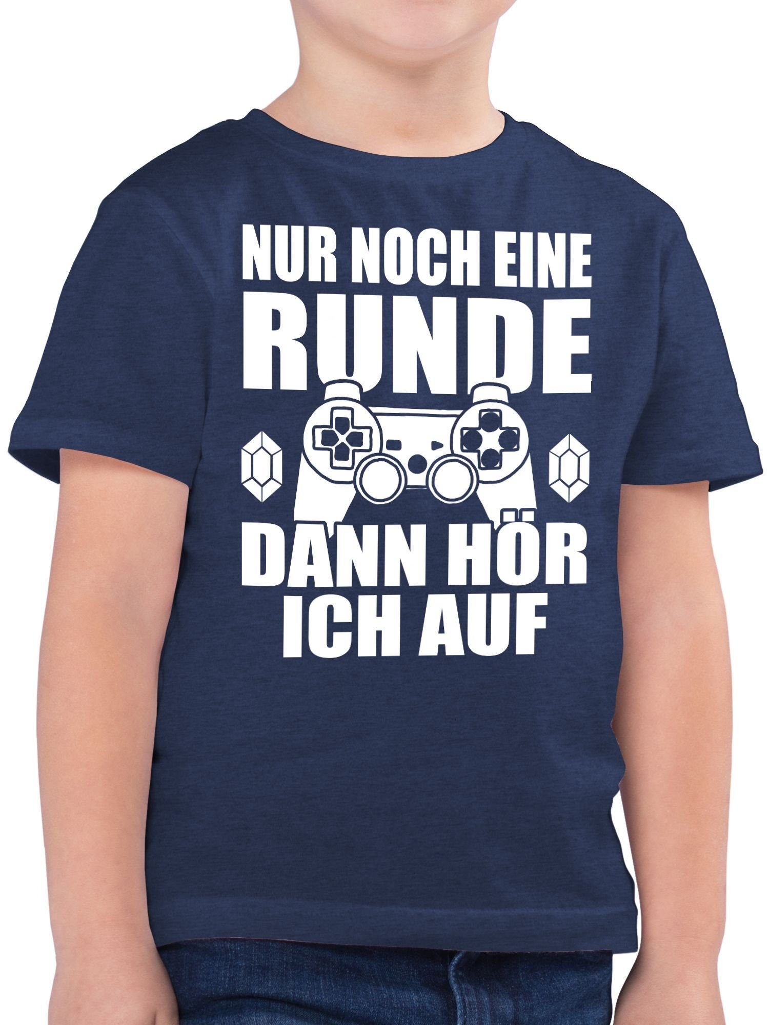 Shirtracer T-Shirt Nur noch eine Runde dann hör ich auf Statement Sprüche Kinder 02 Dunkelblau Meliert