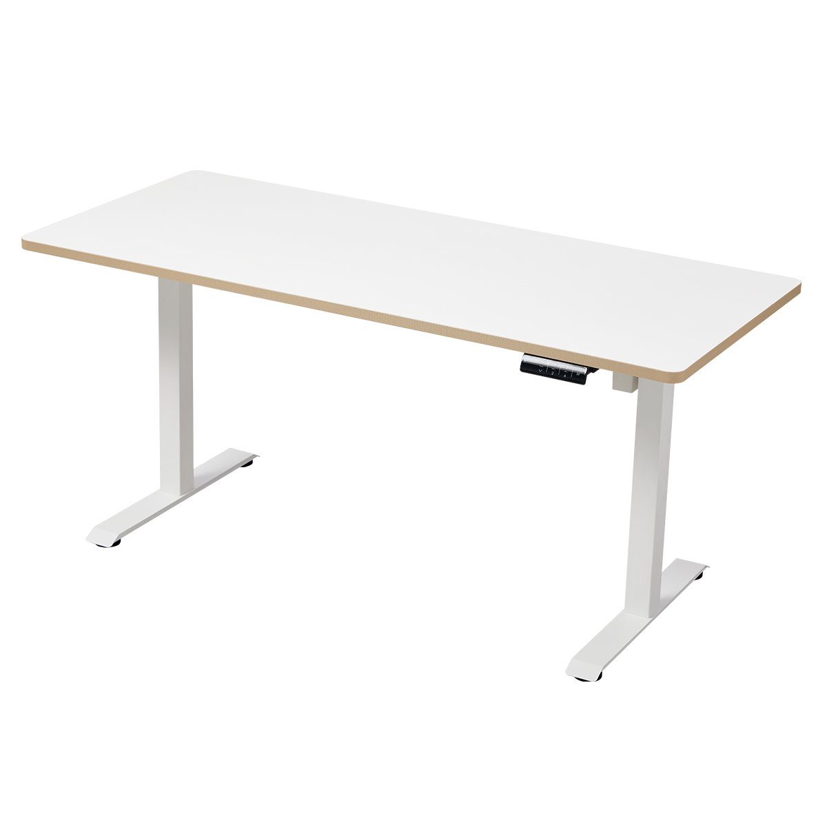 KOWO Schreibtisch iPad, Weiß Ladegerät Bürotisch Höhenverstellbarer mit für Schreibtisch MacBook, iPhone, Tischgestell, USB Handy mit Netzteil C USB und cm 160