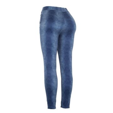 Ital-Design Leggings Damen Freizeit Jeansstoff Stretch Jeggings in Blau