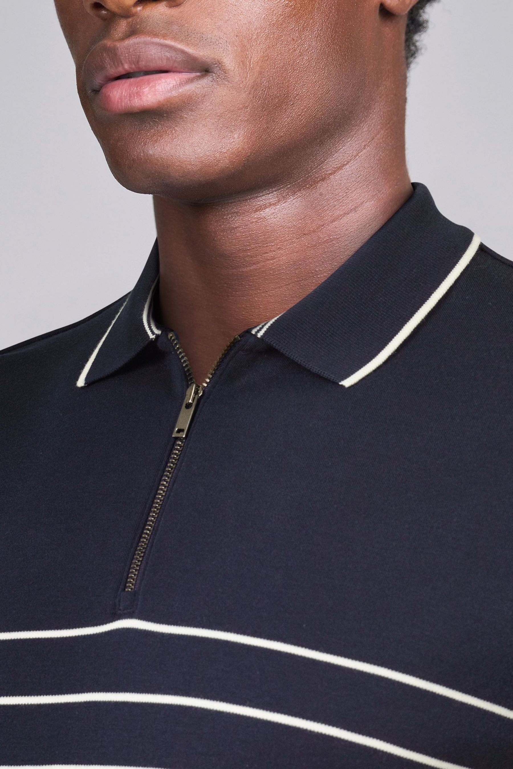 Next Poloshirt Polo-Shirt in Blockfarben (1-tlg) Blue Stripe Navy