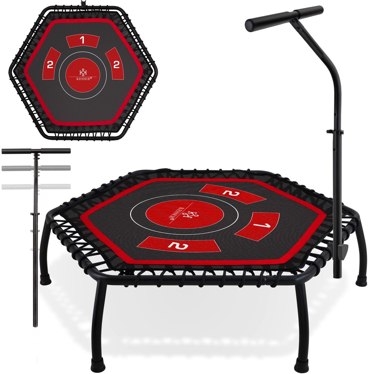 KESSER Fitnesstrampolin, Fitness-Trampolin FT-900 120 cm Sprungfläche, T-Stange