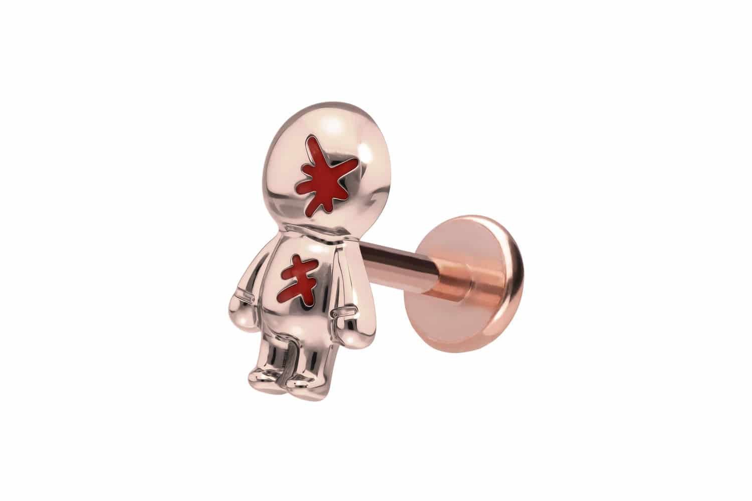 PIERCINGLINE Piercing-Set Titan Labret mit Push Fit PUPPE (Labrets, 1-tlg)