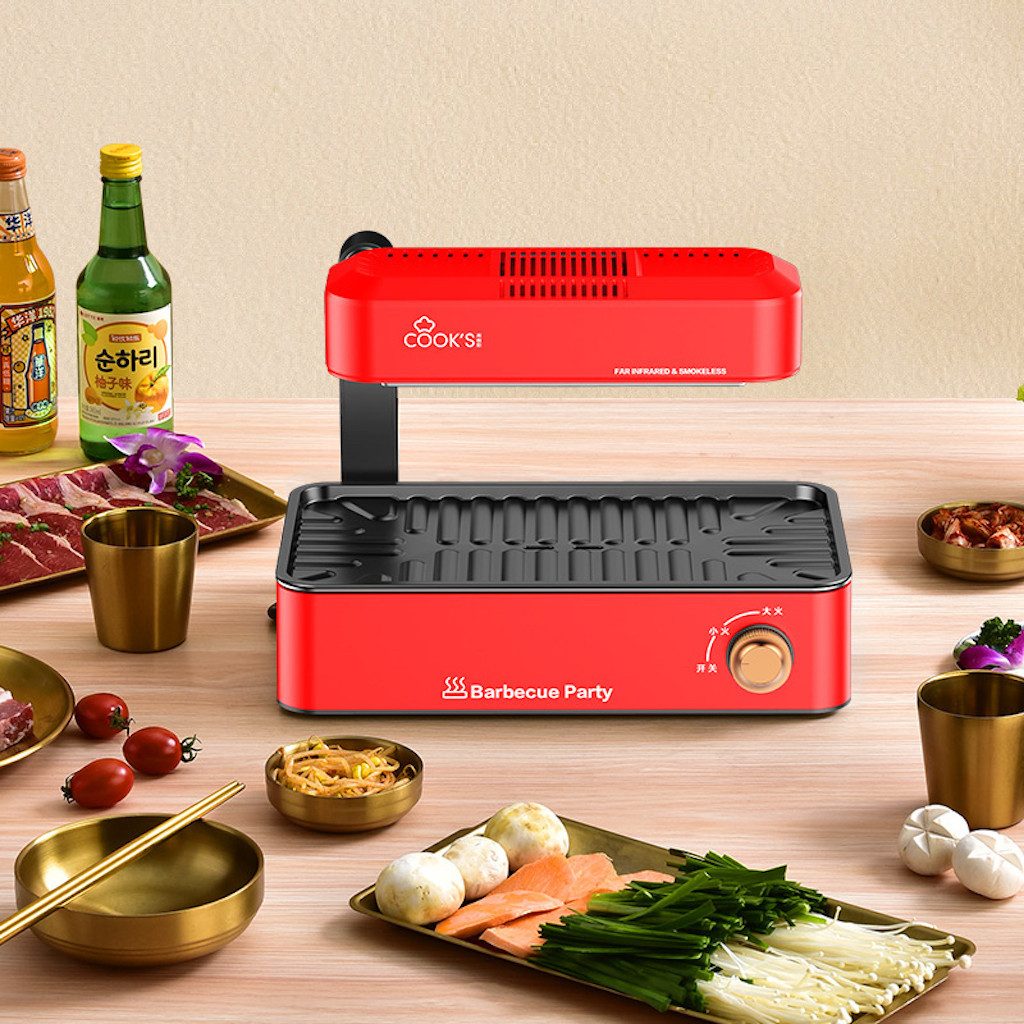 KUPU Elektrogrill Infrarot Rauchfrei mit Edelstahl, 1100 W, Elektrogrill mit Oben-Unten-Heizung, Fettauffangschale