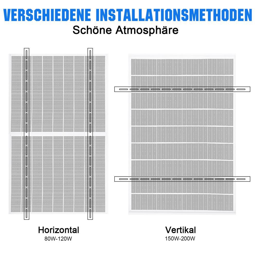 Rhein Beleuchtung Solarmodul 118 cm Verstärkte Solarpanel Halterung & Balkonkraftwerk Halterung, 0 W, Eloxiertes Aluminium & Edelstahl, (Set, 2-St., Solarmodul  – Bild 4 von 5