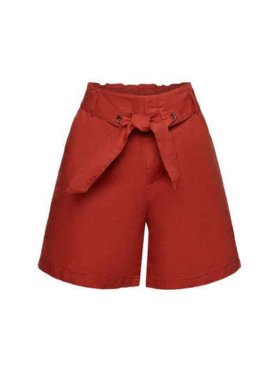 Esprit Shorts Shorts mit Bindegürtel, Baumwoll-Leinenmix (1-tlg)