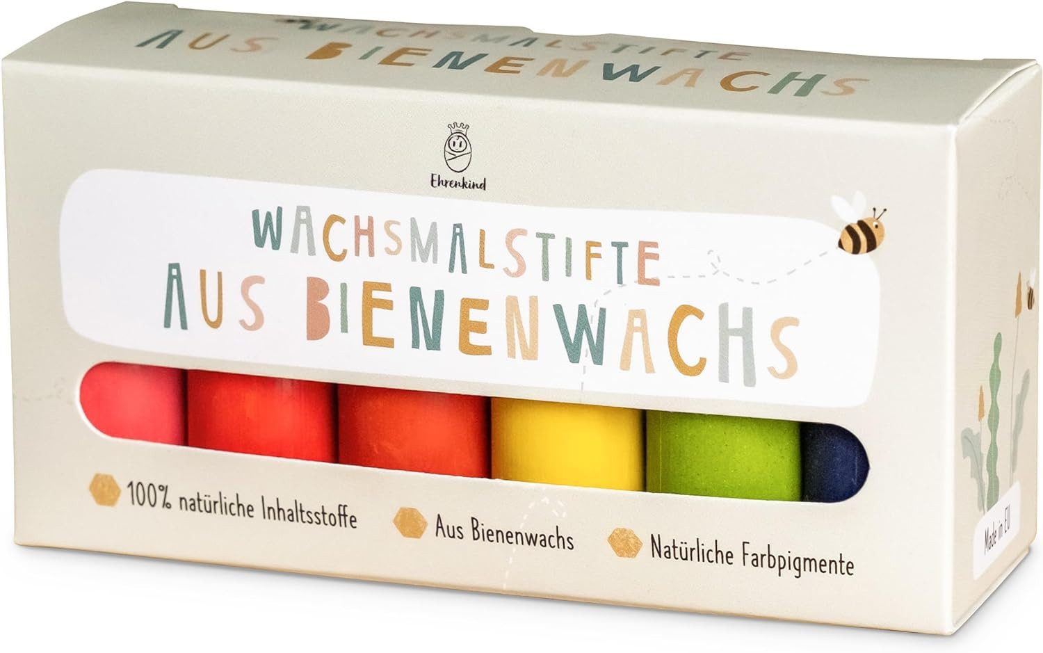 Ehrenkind Wachsmalstift aus Bienenwachs, 100% natürlich Buntstifte, (12-tlg), Malstifte ab 1 Jahr