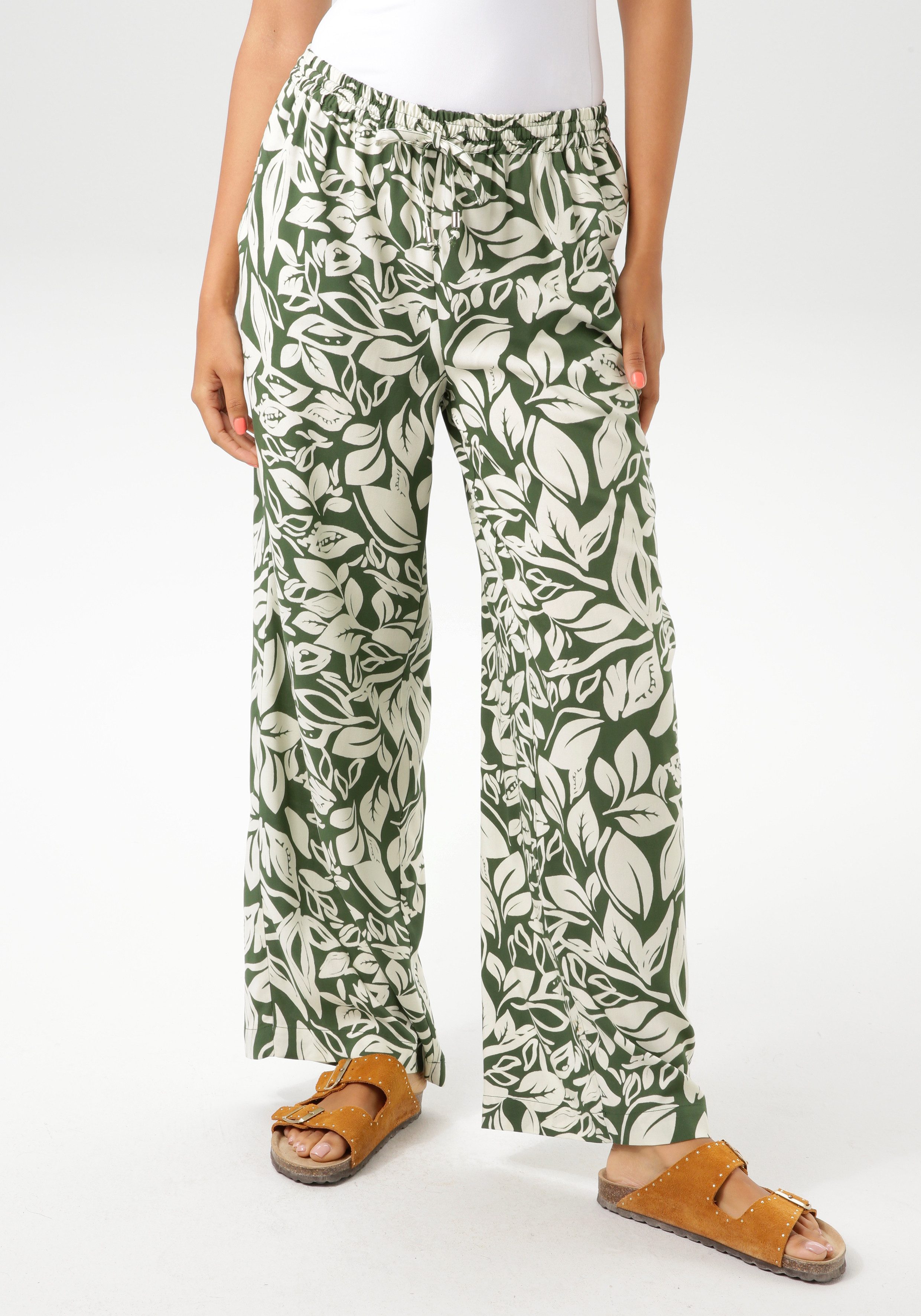 Aniston CASUAL Schlupfhose mit fantasievollen Blättern günstig online kaufen