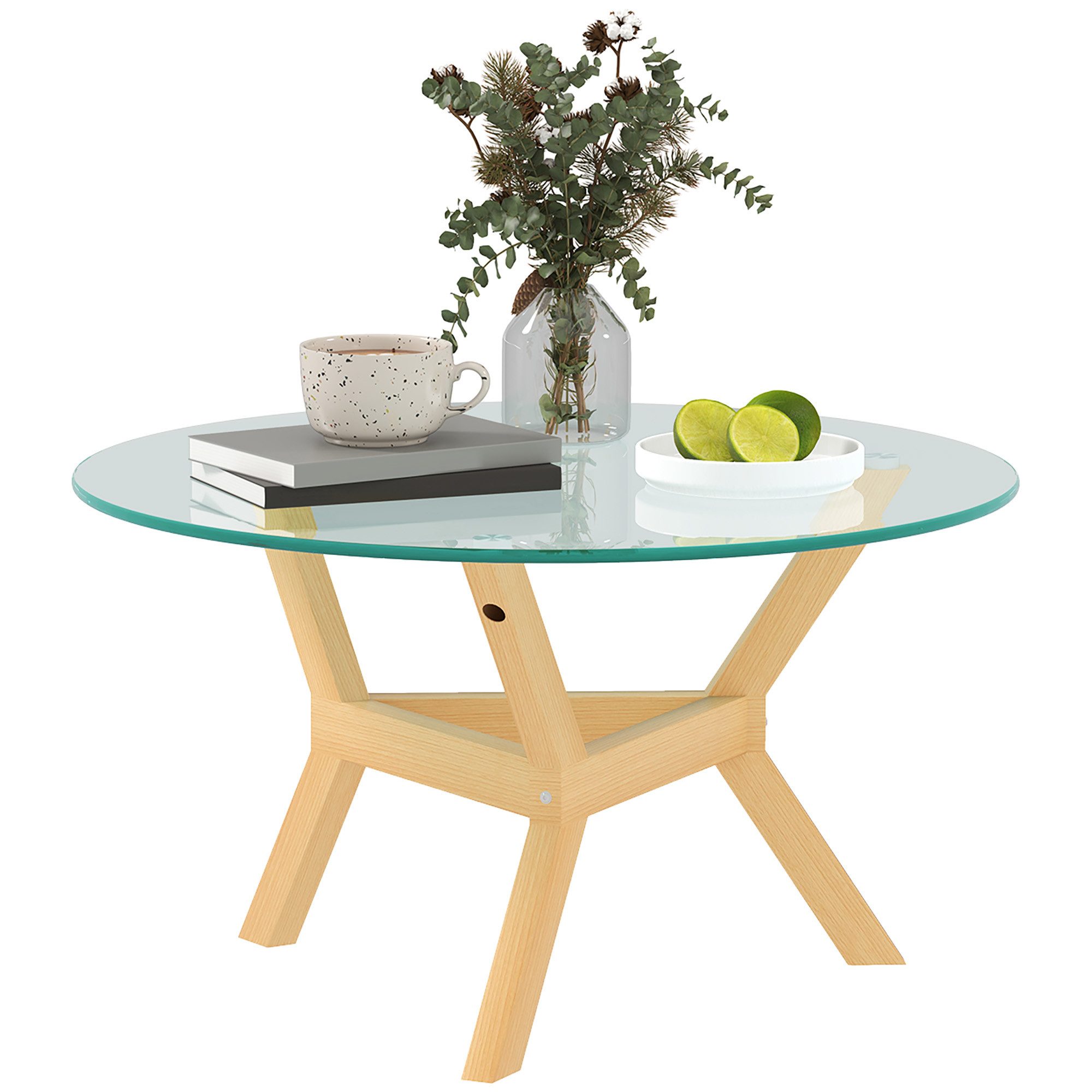 HOMCOM Couchtisch aus Hartglas, mit verstellbaren Fußpolstern und Stahllrah günstig online kaufen