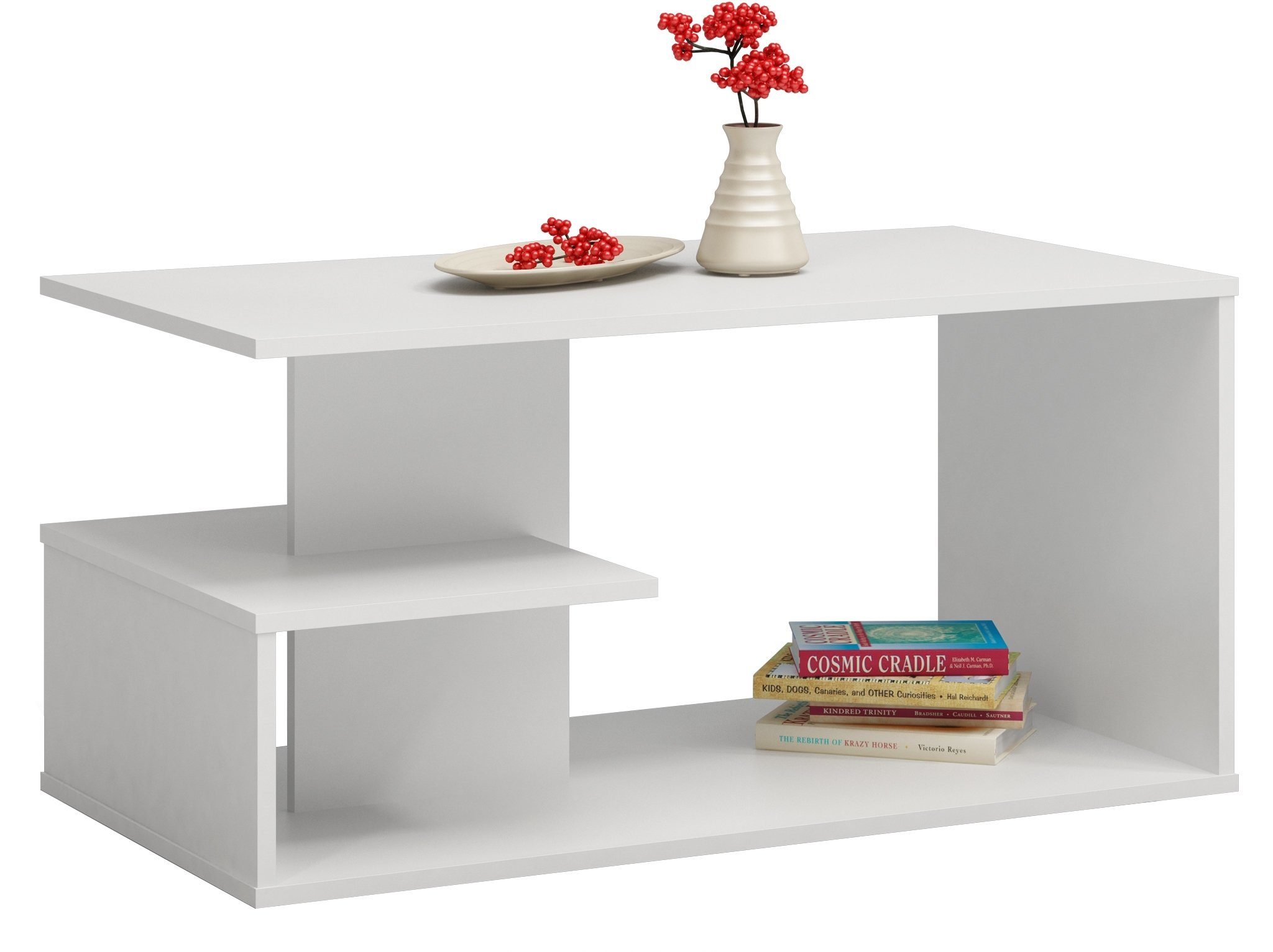 Home Collective Couchtisch Beistelltisch Loft Design, kratzfeste Oberfläche Wohnzimmer Couch, Tisch Beistell 91x51x40 cm (LxBxH), weiß
