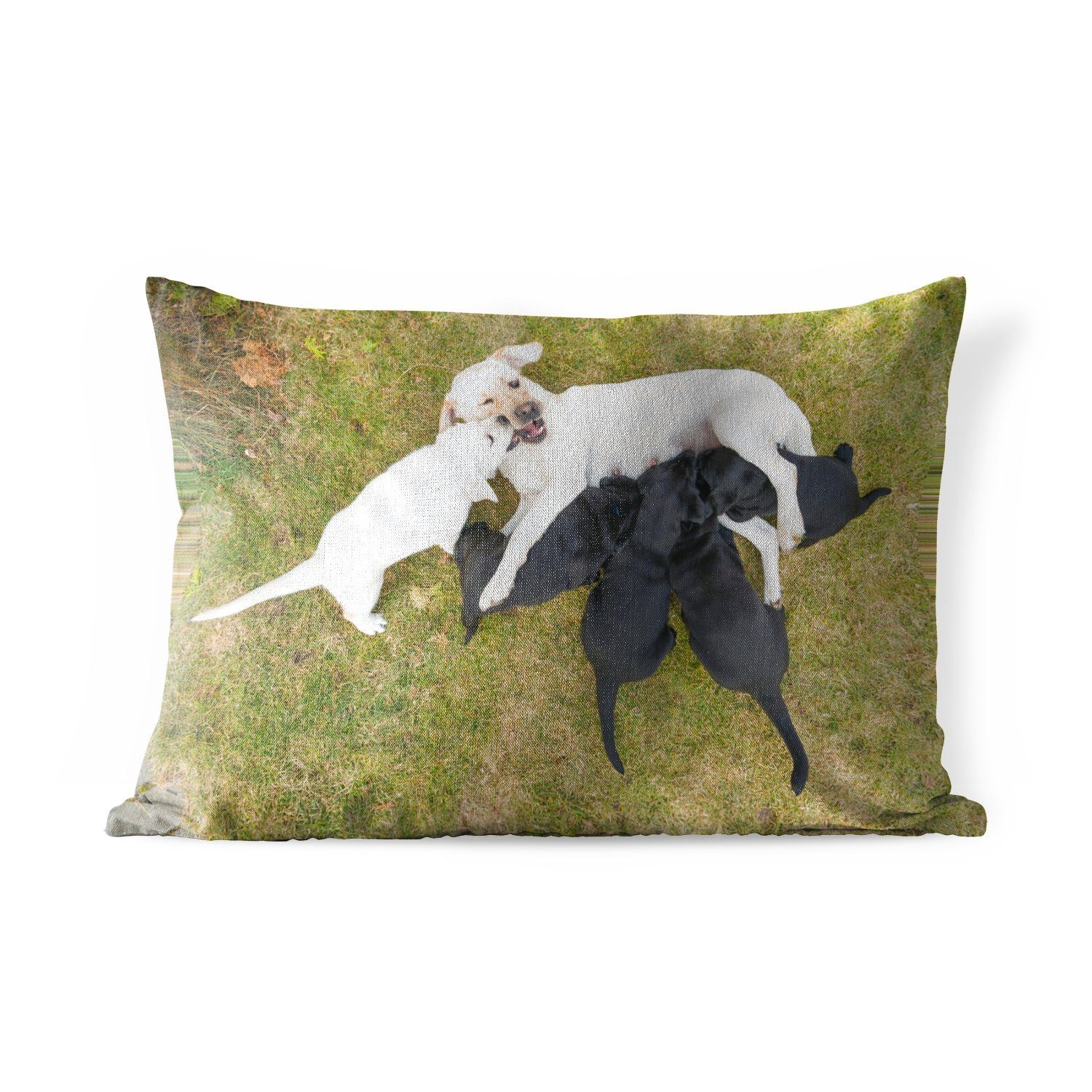 MuchoWow Dekokissen Hund mit vielen Welpen, Outdoor-Dekorationskissen, Polyester, Dekokissenbezug, Kissenhülle | Dekokissen