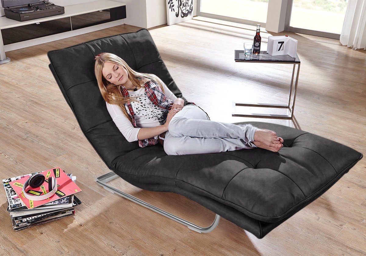 W.SCHILLIG Relaxliege daily dreams, in Waffelkissen-Optik, wahlweise mit Motor, Freischwingergestell