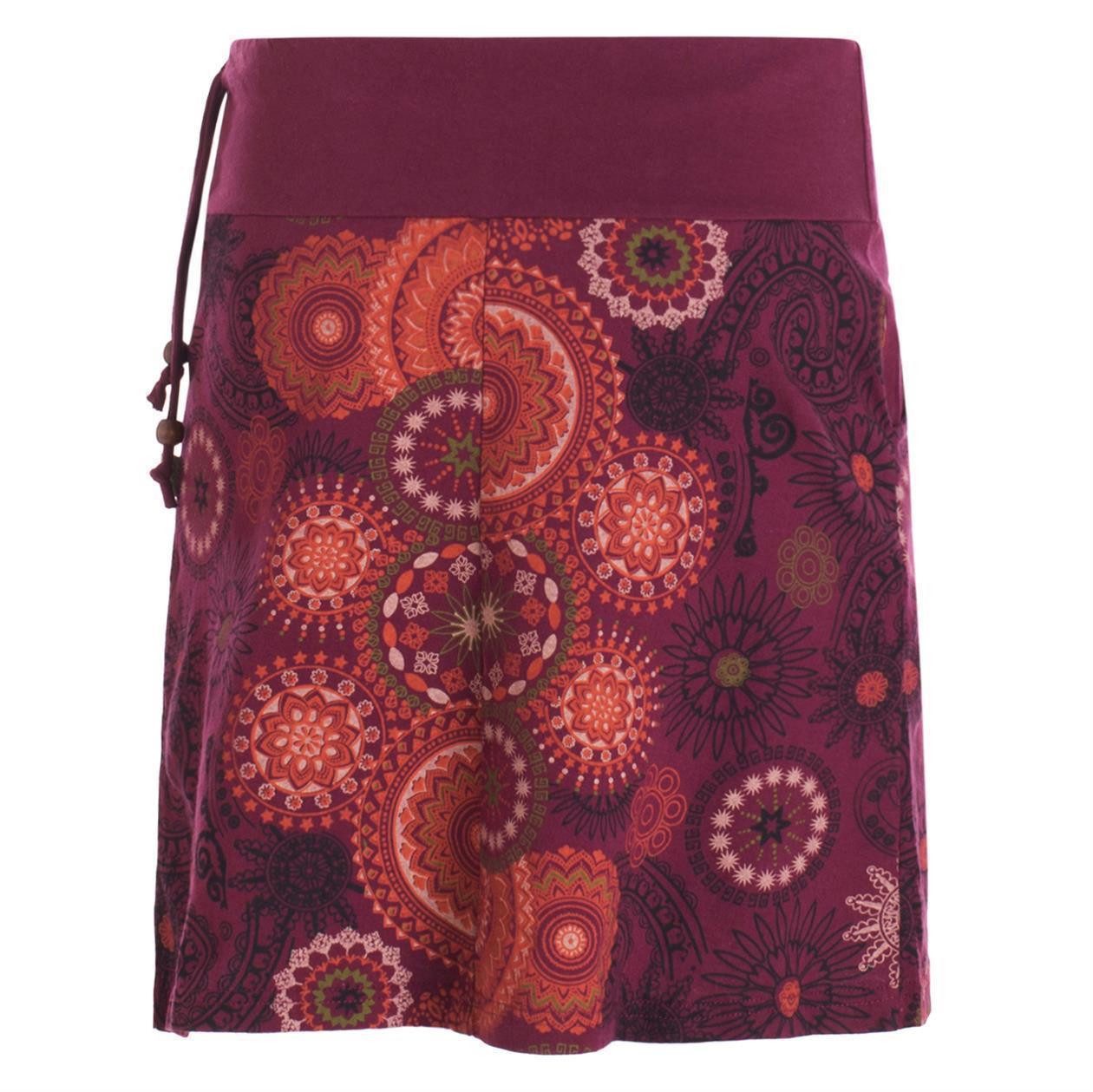 Vishes Minirock Kurzer Damen Baumwoll-Rock Taschen-Rock Mini-Röcke Mandala-Streifen Boho, Hippie, Retro Style