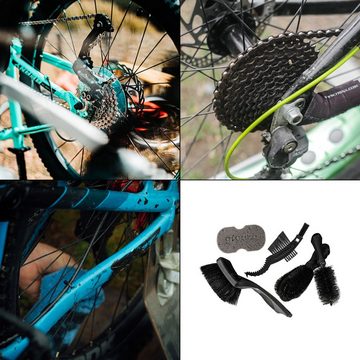 URBAN ZWEIRAD Fahrradketten greaze 5in1 Fahrrad Reinigungsset -Fahrrad Pflegeset, Bike Reiniger (5-teilig, Reinigungsbürsten (4teilig) + Gummischwamm) 4 verschiedene Fahrrad-Bürsten und Microcell-Gummischwamm