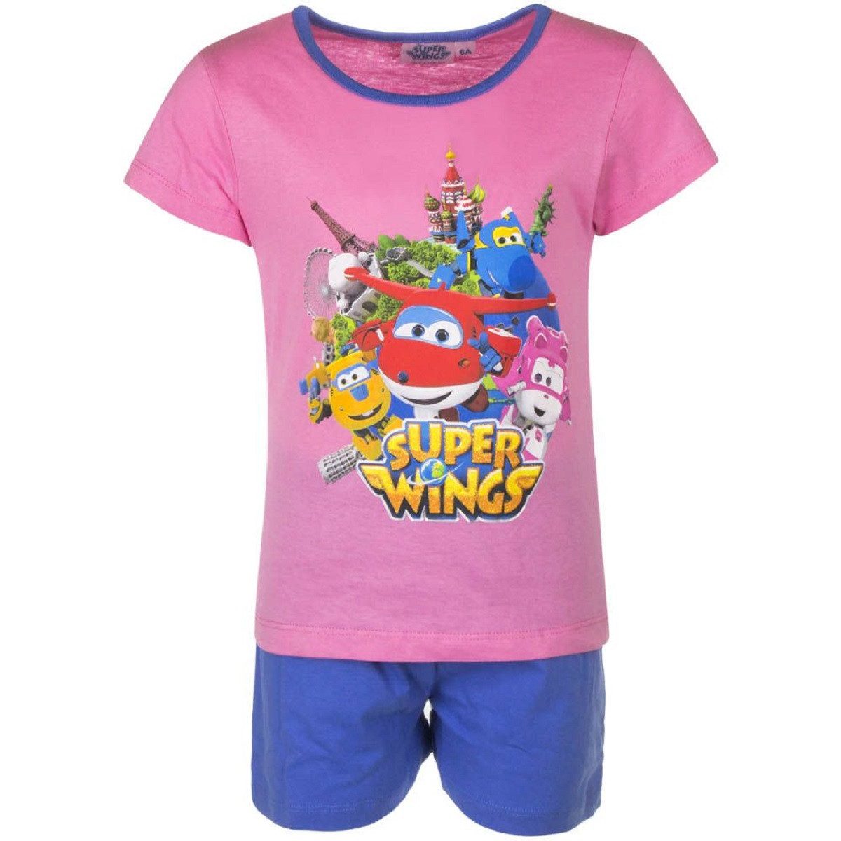 Super Wings Pyjama aus Baumwolle kurzer Schlafanzug Shortama für Mädchen